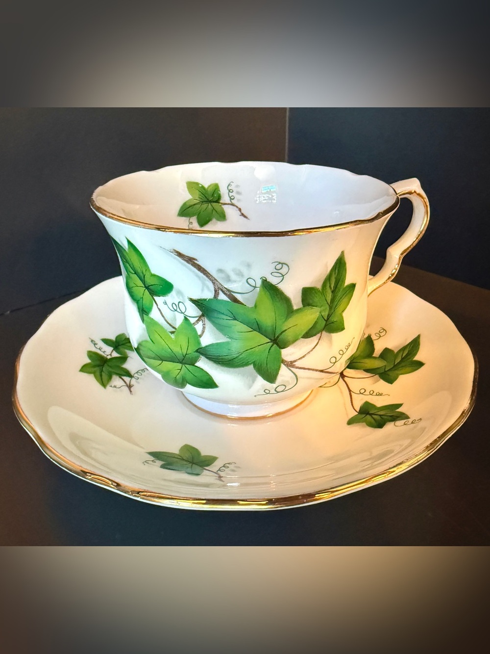 Royal Kent Bone China 8258 Ivy Teacup & Saucer Staffordshire England Vintage